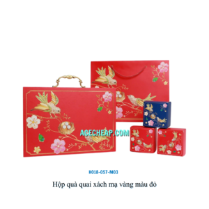Hộp quà quai xách mạ vàng màu đỏ HO18-057-M03