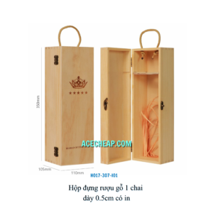 Hộp đựng rượu gỗ 1 chai dày 0.5cm có in HO17-307-I01