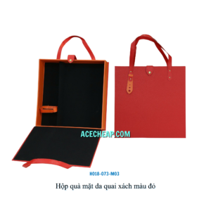 Hộp quà mặt da quai xách màu đỏ HO18-073-M03