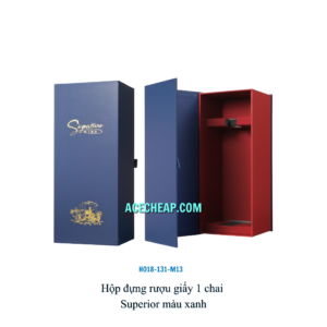 Hộp đựng rượu giấy 1 chai Superior màu xanh HO18-131-M13