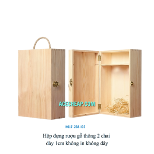 Hộp đựng rượu gỗ thông 2 chai dày 1cm không in không dây HO17-238-I02