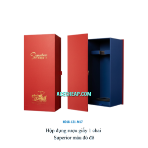 Hộp đựng rượu giấy 1 chai Superior màu đỏ đô HO18-131-M17