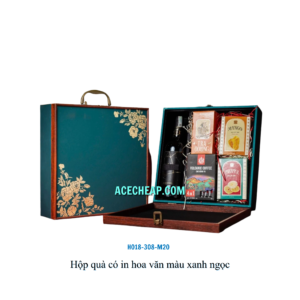 Hộp quà có in hoa văn màu xanh ngọc HO18-308-M20