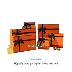 Hộp giấy đựng quà nắp âm dương màu cam HO18-026-M04