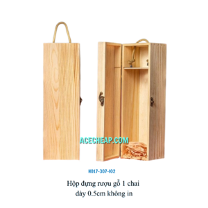 Hộp đựng rượu gỗ 1 chai dày 0.5cm không in HO17-307-I02