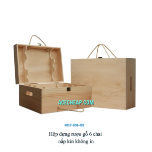 Hộp đựng rượu gỗ 6 chai nắp kín không in HO17-006-I02