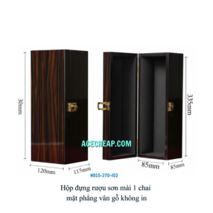 Hộp đựng rượu sơn mài 1 chai mặt phẳng vân gỗ không in HO15-270-I02
