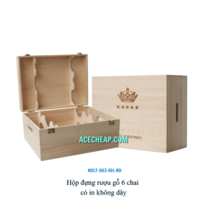 Hộp đựng rượu gỗ 6 chai có in không dây HO17-063-I01-KD