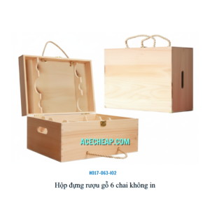 Hộp đựng rượu gỗ 6 chai không in HO17-063-I02