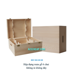Hộp đựng rượu gỗ 6 chai không in không dây HO17-063-I02-KD