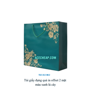 Túi giấy đựng quà in offset 2 mặt màu xanh lá cây TU2-012-M12