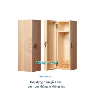 Hộp đựng rượu gỗ 1 chai dày 1cm không in không dây HO17-237-I02