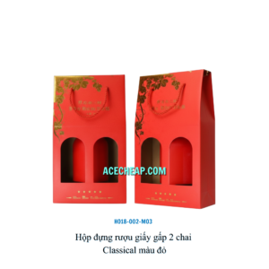 Hộp đựng rượu giấy gấp 2 chai Classical màu đỏ HO18-002-M03