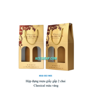 Hộp đựng rượu giấy gấp 2 chai Classical màu vàng HO18-002-M05
