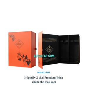 Hộp giấy 2 chai Premium Wine chùm nho màu cam HO18-072-M04