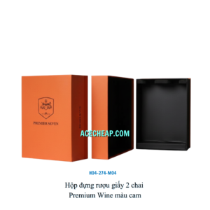 Hộp đựng rượu giấy 2 chai Premium Wine màu cam HO4-274-M04