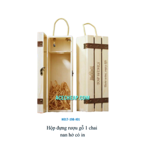 Hộp đựng rượu gỗ 1 chai nan hở có in HO17-198-I01