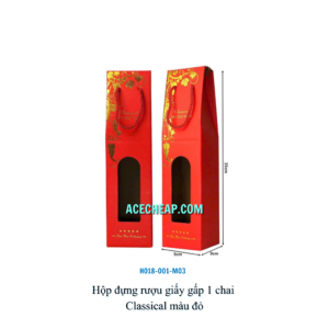 Hộp đựng rượu giấy gấp 1 chai Classical màu đỏ HO18-001-M03