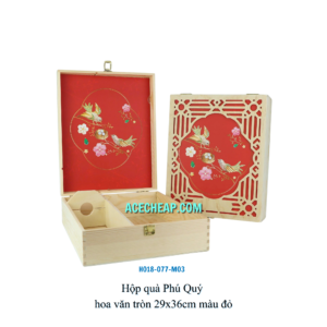 Hộp quà Phú Quý hoa văn tròn 29x36cm màu đỏ HO18-077-M03