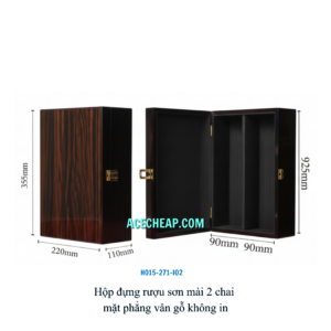 Hộp đựng rượu sơn mài 2 chai mặt phẳng vân gỗ không in HO15-271-I02
