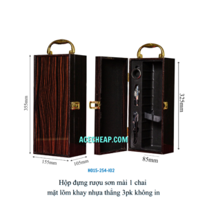 Hộp đựng rượu sơn mài 1 chai mặt lõm khay nhựa thẳng 3pk không in HO15-254-I02