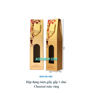 Hộp đựng rượu giấy gấp 1 chai Classical màu vàng HO18-001-M05