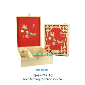 Hộp quà Phú Quý hoa văn vuông 29x36cm màu đỏ HO18-075-M03