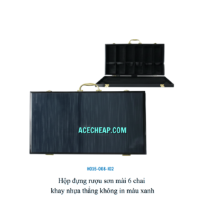 Hộp đựng rượu sơn mài 6 chai khay nhựa thẳng không in màu xanh HO15-008-I02