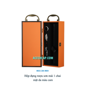 Hộp đựng rượu sơn mài 1 chai mặt da màu cam HO15-264-M04