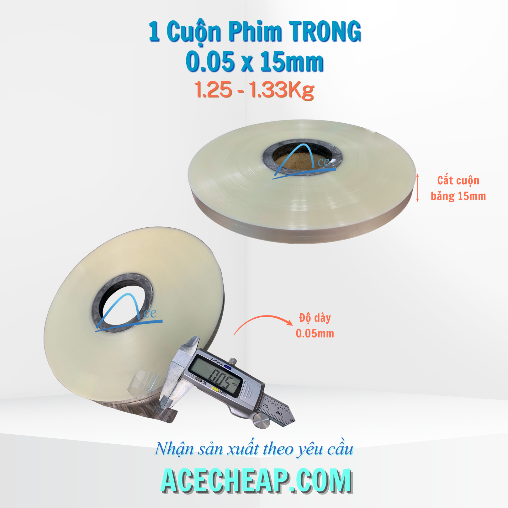 Cuộn phim trong dày 0.05mm× bảng 15 mm cách điện quấn biến áp xuyến