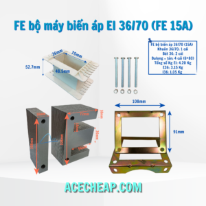 Fe bộ máy biến áp, Thép silic, Bộ máy biến áp, Cấu tạo của máy biến áp, FE bộ máy biến áp EI 36/70