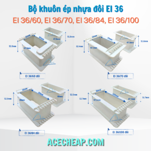Bộ khuôn nhựa biến áp đôi, khuôn nhựa biến áp, khuôn nhựa quấn biến áp, Bộ khuôn nhựa biến áp đôi EI 36/60, EI 36/70, EI 36/84, EI 36/100