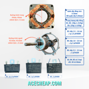 Đầu quạt 100% dây đồng (Củ quạt, motor quạt) B3, B4, B5
