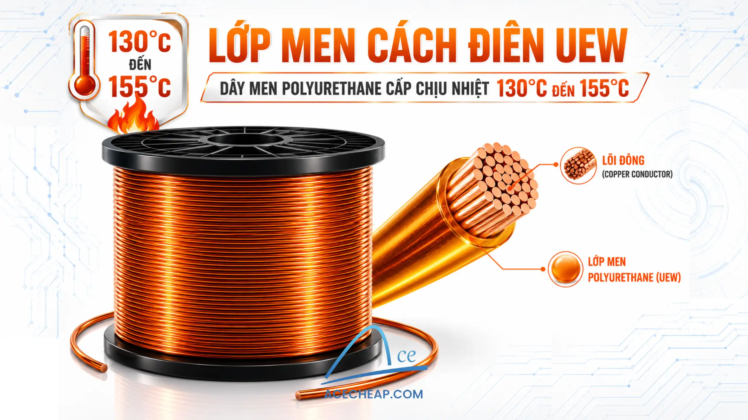 lớp men cách điện, lớp cách điện emay, dây đồng emay, dây đồng quấn motor, lớp cách điện
