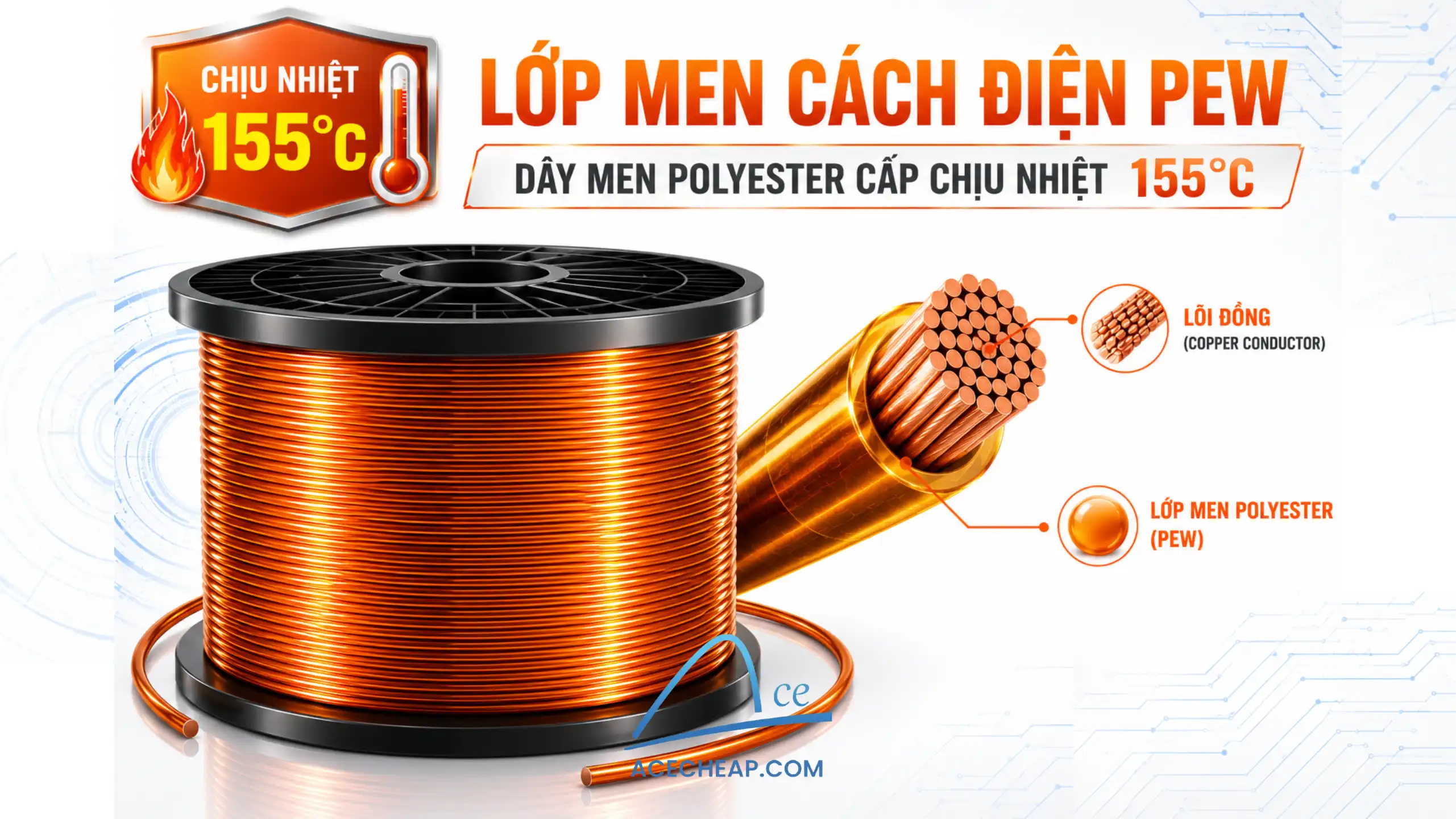 lớp men cách điện, lớp cách điện emay, dây đồng emay, dây đồng quấn motor, lớp cách điện