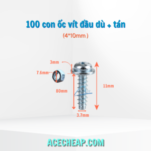 100 con ốc vít đầu dù + tán (4*10mm, 5*10mm)