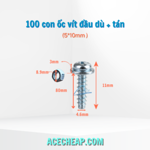 100 con ốc vít đầu dù + tán (4*10mm, 5*10mm)