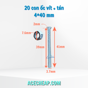 20 con ốc vít + tán: các cỡ 4*40mm... đến 5*80 mm