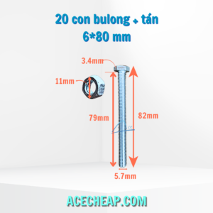 20 con bulong+ tán 6*60mm... đến 6*120mm