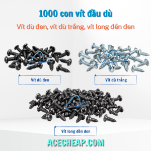1000 con vít đầu dù (Đen, trắng, long đền đen)